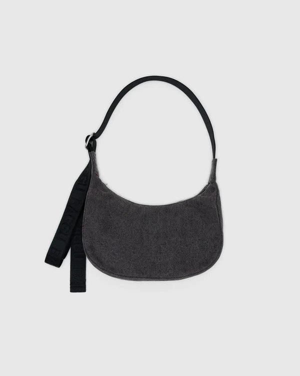 Small Denim Crescent Bag
